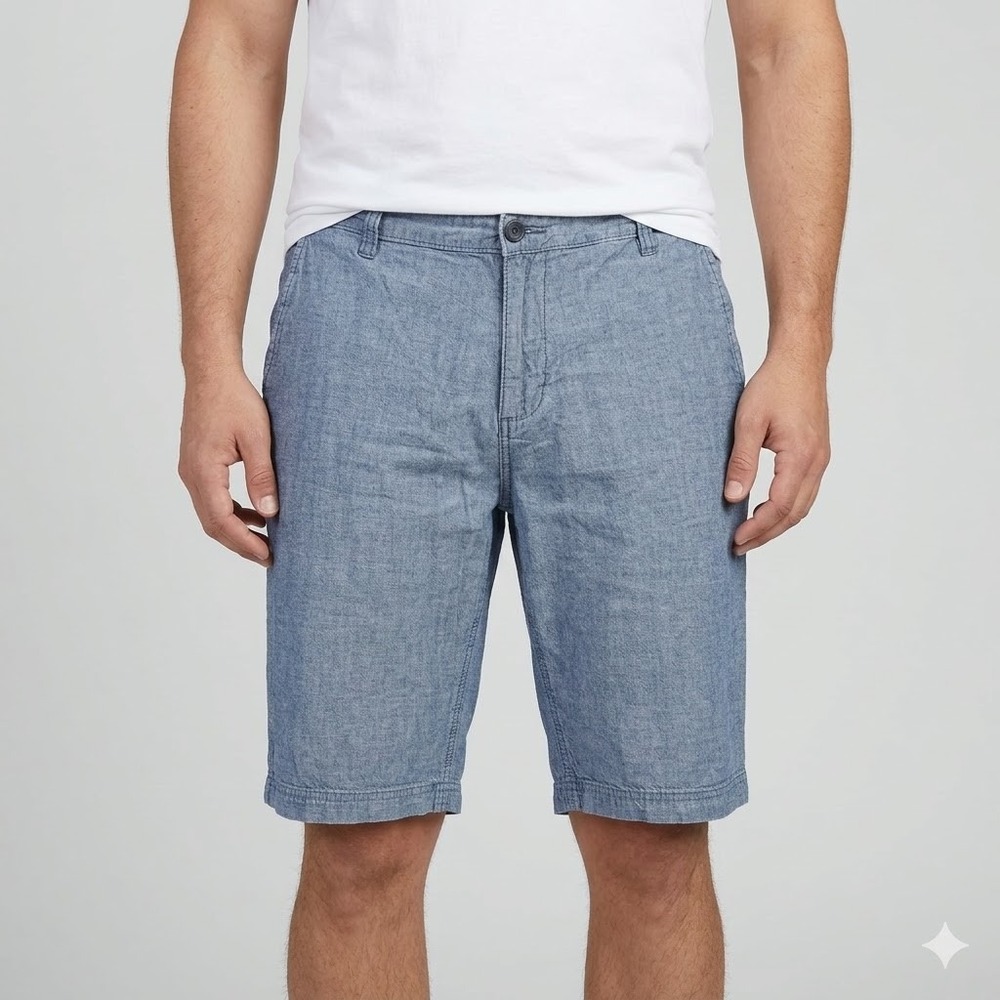Sean John Chambray Cargo Style Shorts size 34 Light Blue